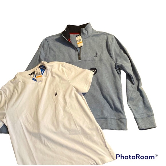 (2) Bundle Nautica quarter zip with Nautica white tee - Picture 1 of 3